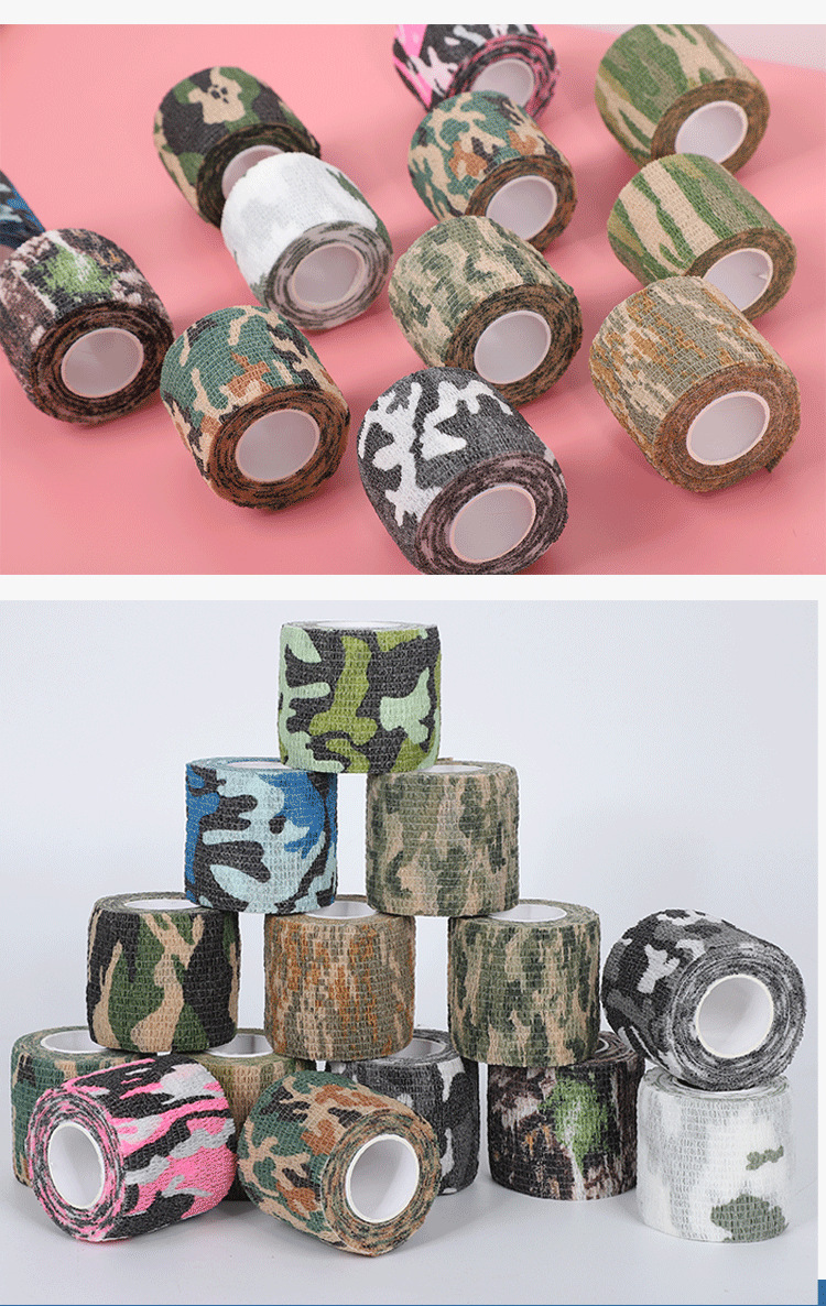 The camouflage self-adhesive bandage factory sells outdoor CS sports bandages, ankle guards, and camouflage non-woven fabric elastic bandages pic 30
