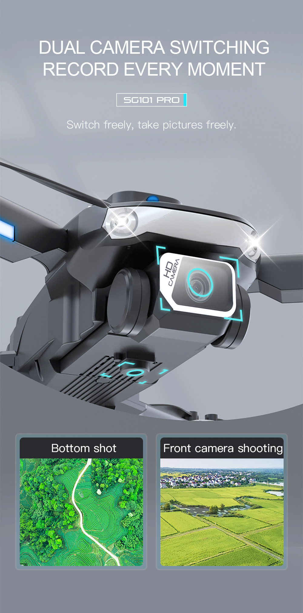 SG101PRO低噪无刷电机感应智能避障4k高清实时图传航拍无人机抗风防丢失详情5
