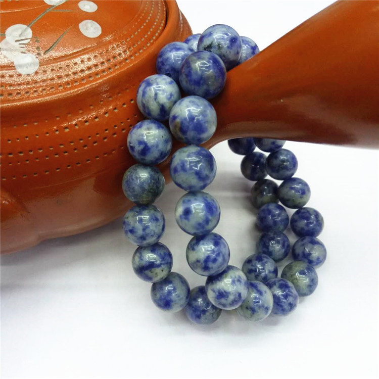 Retro original jewelry, blue pattern stone bracelet DIY, white dot blue natural stone bracelet wholesale factory direct sales, hot sale pic 8