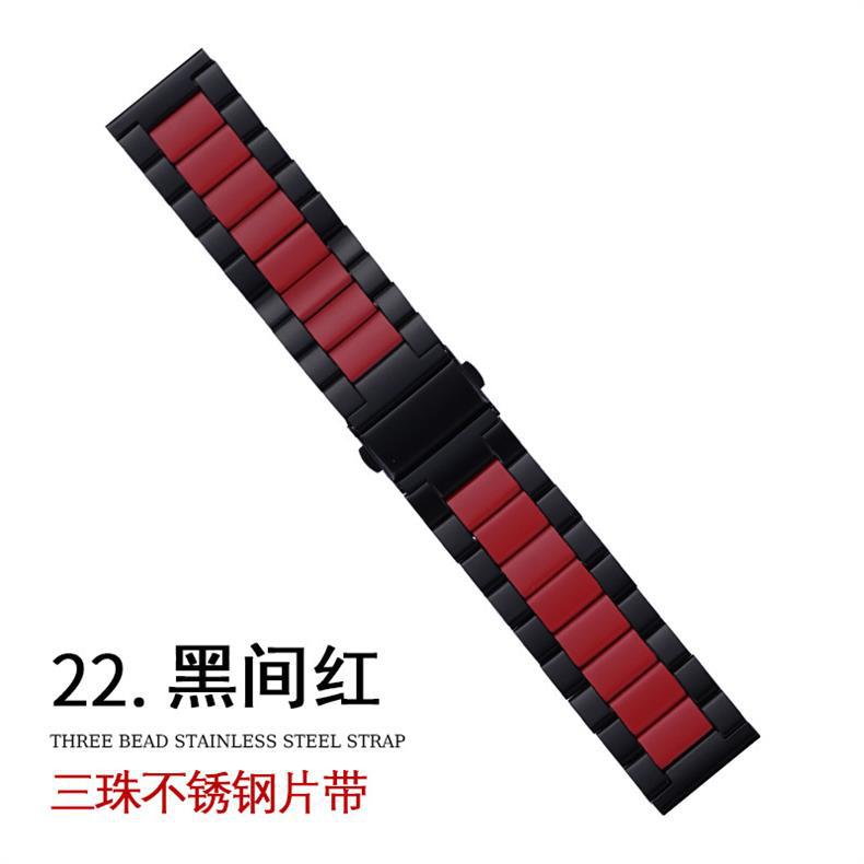 适用苹果applewatch三珠折叠扣钢片带iwatch三星华为智能手表表带详情8