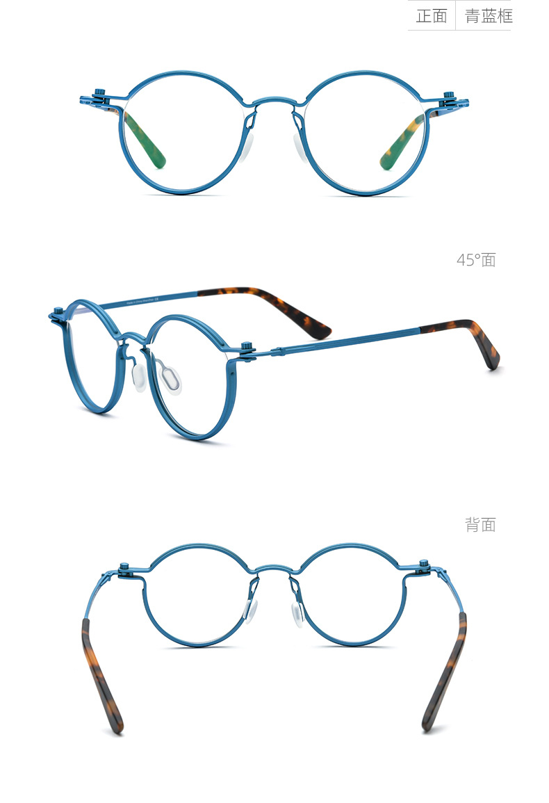 Pure titanium Italian handcrafted glasses frame round frame for men and women steampunk motorcycle can be paired with myopia glasses and plain glasses. New pic 18