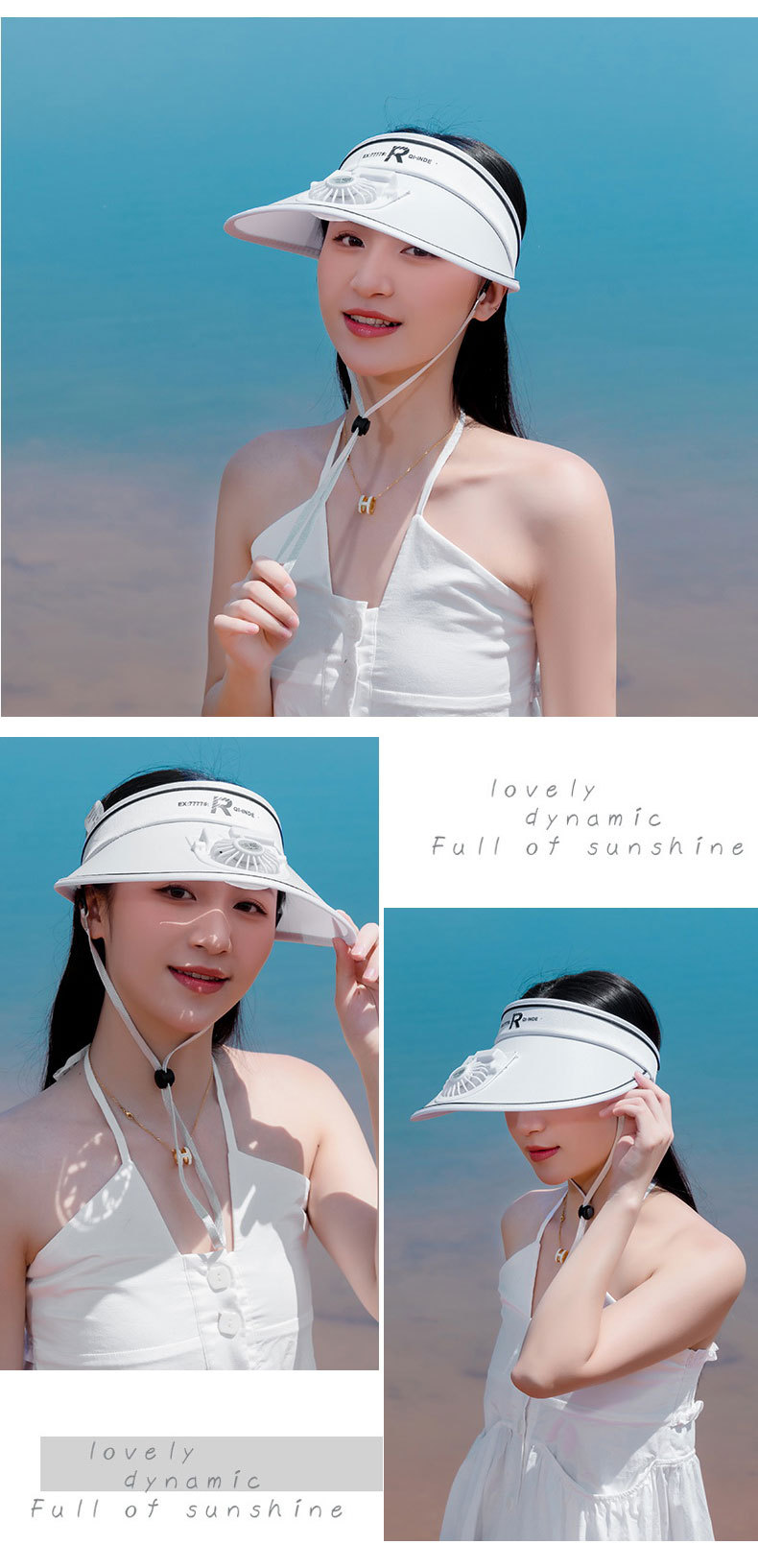 夏季帽子男可调节空顶遮阳帽防晒旅游女户外风扇帽充电现货批发帽详情11