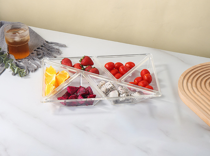 Ice-patterned acrylic fruit plates, snack plates, dried fruit candy plates, round crystal transparent fruit plates, KTV bars, home use pic 24
