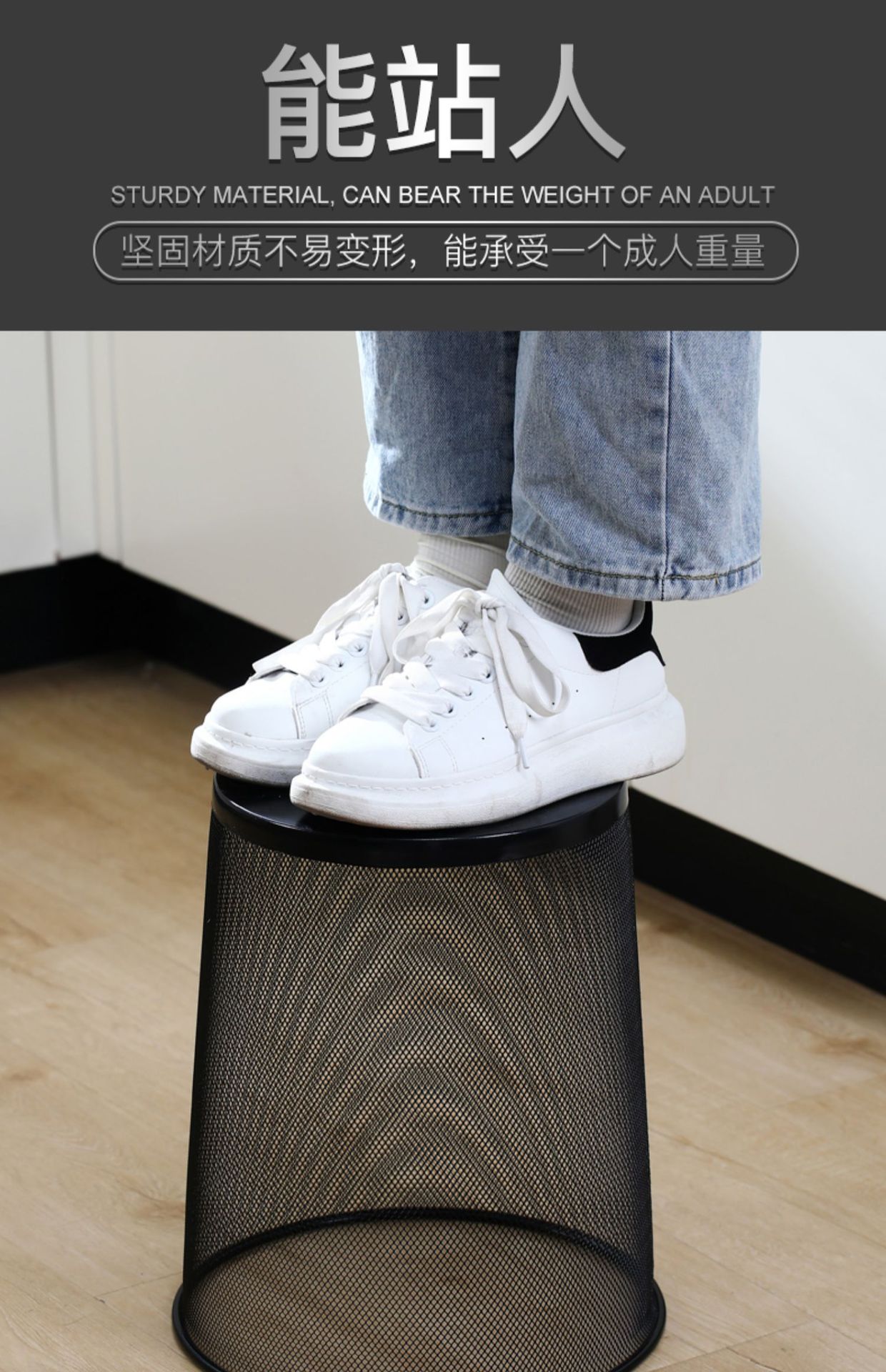 Iron mesh trash cans, high appearance level, large household garbage baskets, office metal kitchen storage buckets, large capacity wholesale pic 5