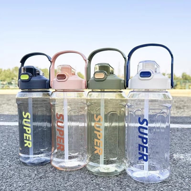2-liter large-capacity sports water bottle, popular Instagram trendy straw cup with scale, portable and simple, leak-proof and shock-resistant water cup pic 17
