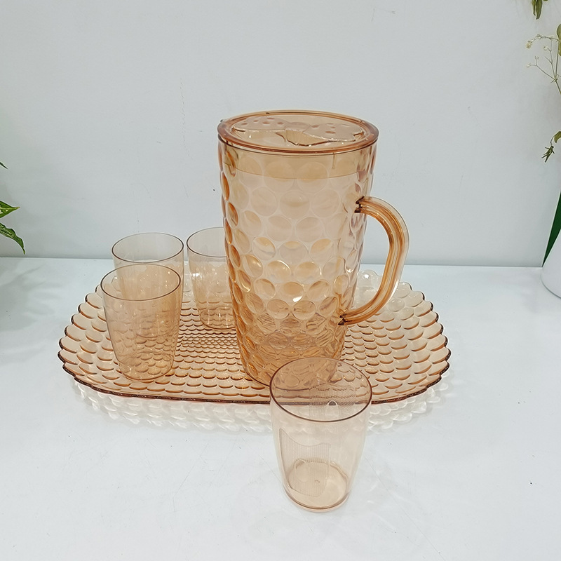 A new six-piece set of water bottle cup tray with orange dot pattern heat-resistant water cups pic 2