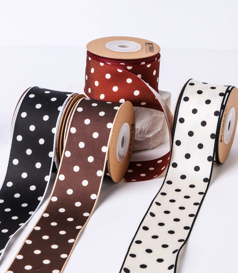 Smooth polka dot printed webbing, DIY bow hair accessories, clothing hat accessories, gifts, flower packaging polka dot tape pic 10