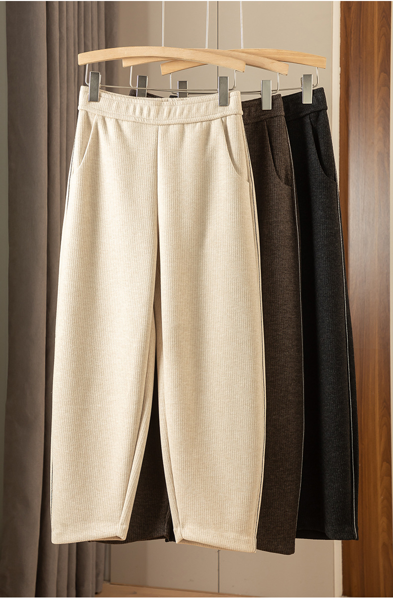 如果醋酸休闲裤女秋冬加厚美拉德宽松现货针织小个子镰刀裤23121详情19