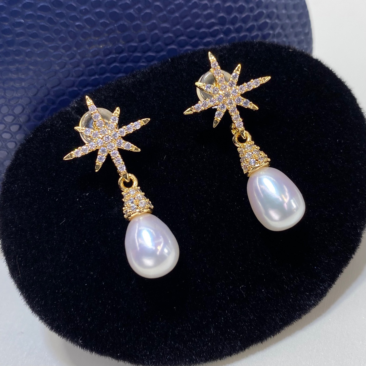 轻奢天然淡水极光珍珠女耳坠 18K注金小众简约复古设计感耳坠耳钉详情7