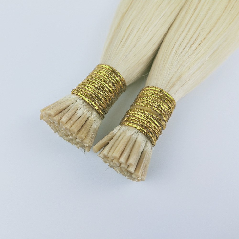 European and American hair extension I tip hair extension rubber head hair extension straight hair #60 blonde pic 7