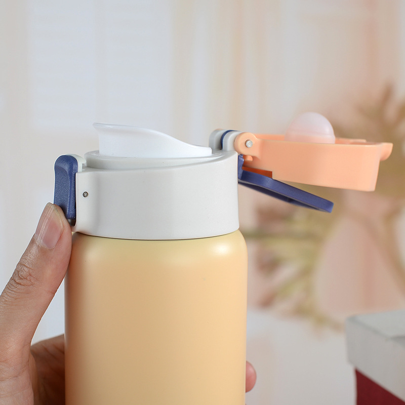 新款304不锈钢弹跳盖保温杯女学生儿童直印水杯手提便携运动水壶详情7