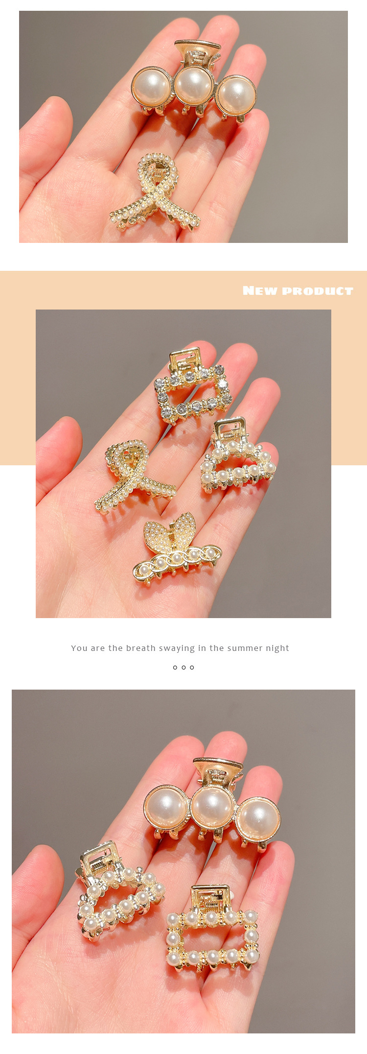 Small and exquisite pearl hairpins exude a sense of high-end elegance for women. Back clip, half clip, shark clip headwear pic 21