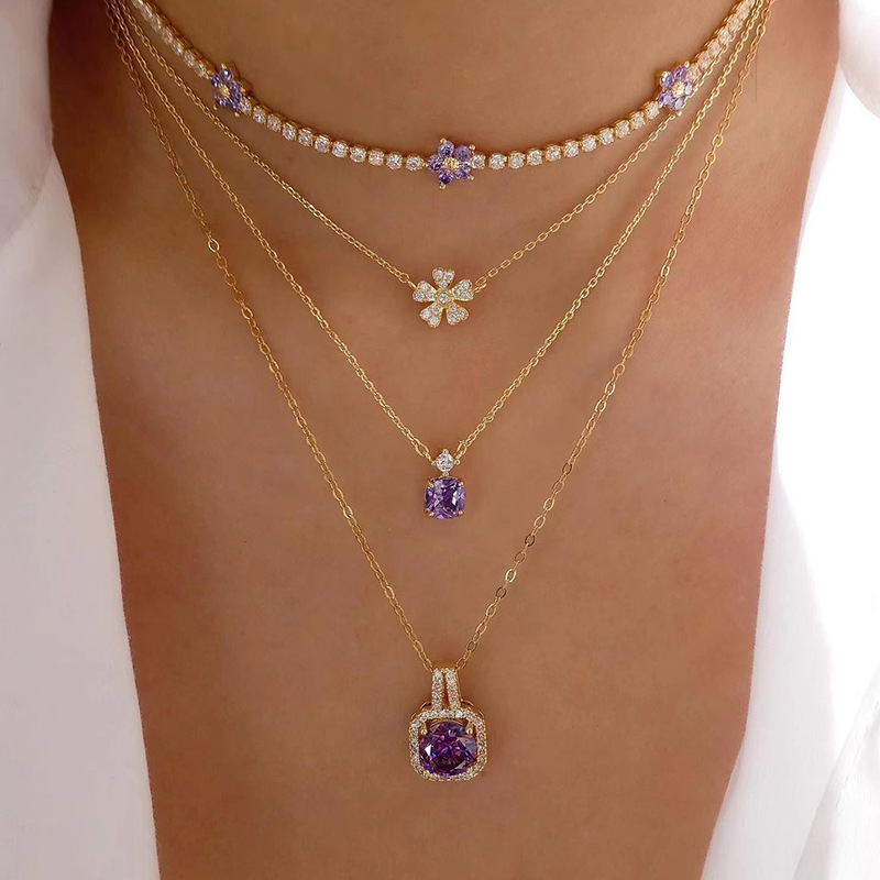 欧美跨境爆款饰品时尚合金多层爱心水滴吊坠复古百搭项链锁骨链女详情5