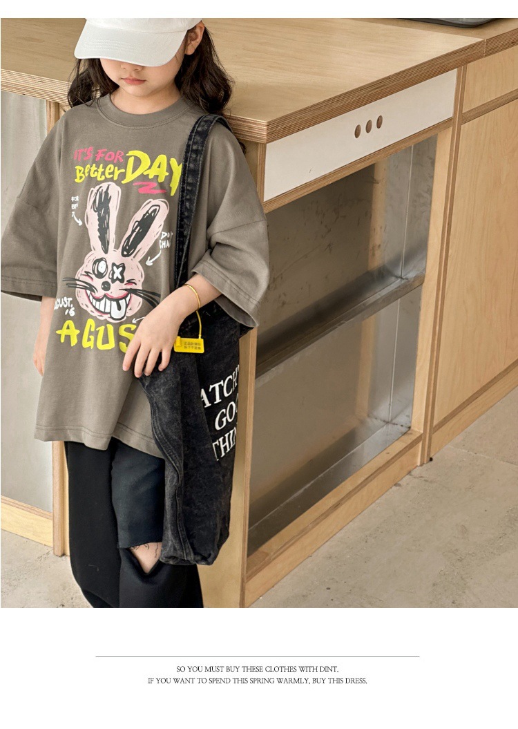 儿童短袖t恤女童夏装2025新款男童半袖体恤宽松休闲卡通洋气上衣详情17