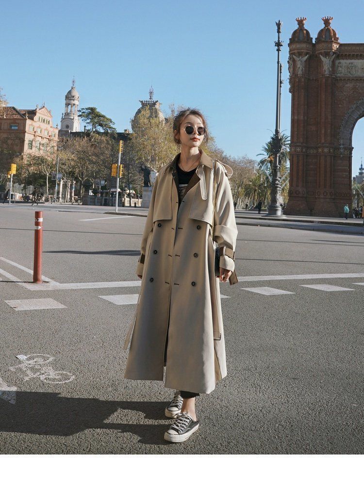 秋季上衣外套女过膝2022年今年流行新款洋气中长款韩版风衣外套女详情30