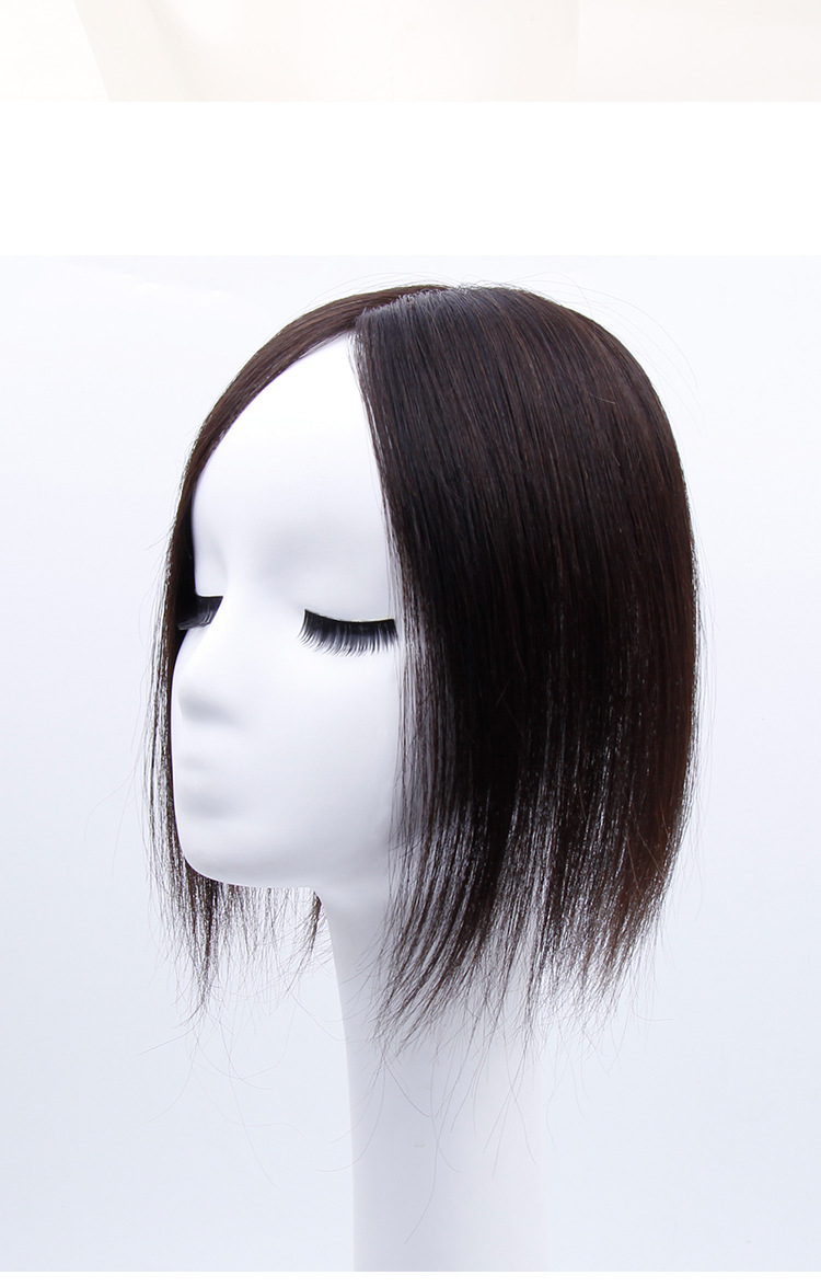 Wig pieces for women, fully hand-woven hair extensions, real hair extensions, hair top extensions, wig pieces for the top of the head, invisible to cover white hair, light and thin pic 16