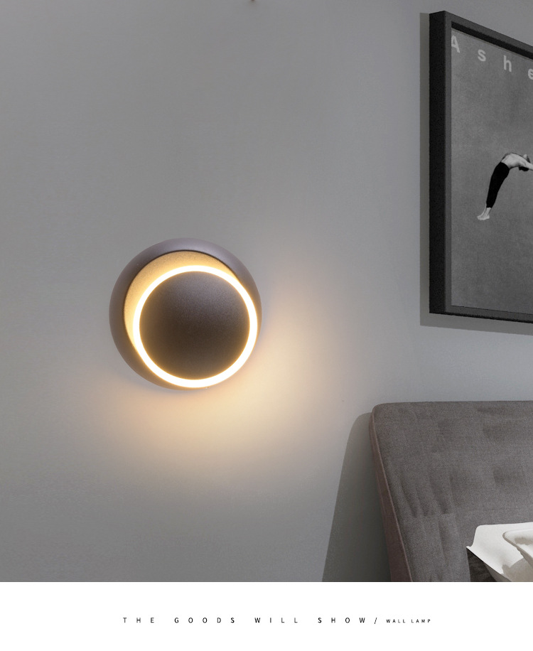Nordic minimalist bedroom bedside wall lamp led creative living room, dining room, corridor circular rotatable bedroom wall lamp pic 5