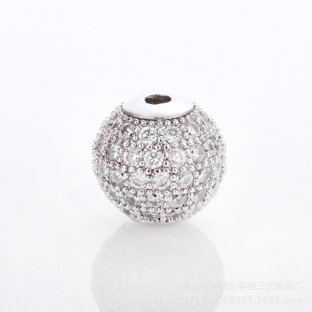 Factory wholesale 10mm beaded zircon copper micro-inlaid accessories, string bead jewelry, DIY bracelet accessories, and partition beads pic 9