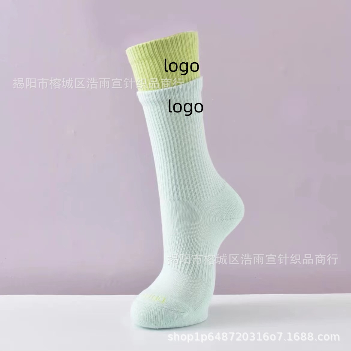 苏万耐剋斯特拼接假两件双层袜子棉袜中长筒男女袜毛巾底运动批发详情20