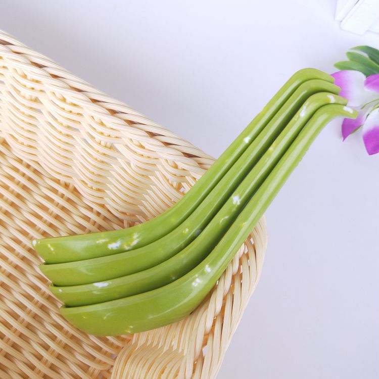Green jade-like spoon, rice spoon, small rice spoon, porcelain-like melamine spoon, green fast food spoon pic 3