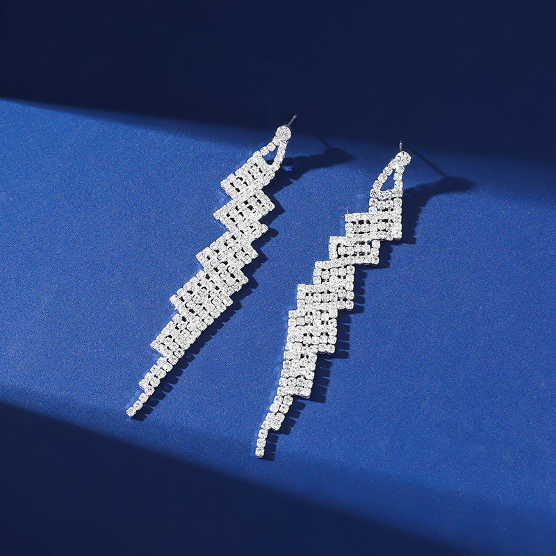 欧美夸张长耳环韩版气质满钻耳环水钻流苏夜店耳饰礼服宴会耳饰品详情24