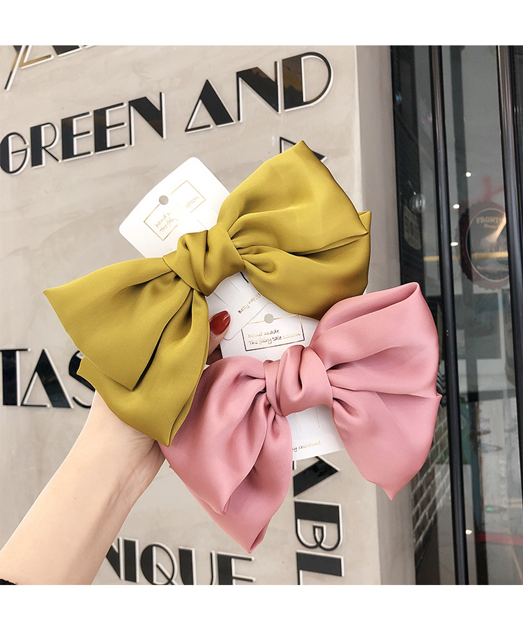 超大黑色蝴蝶结发夹日系大人儿童缎面红色发卡后脑勺弹簧夹子头饰详情11