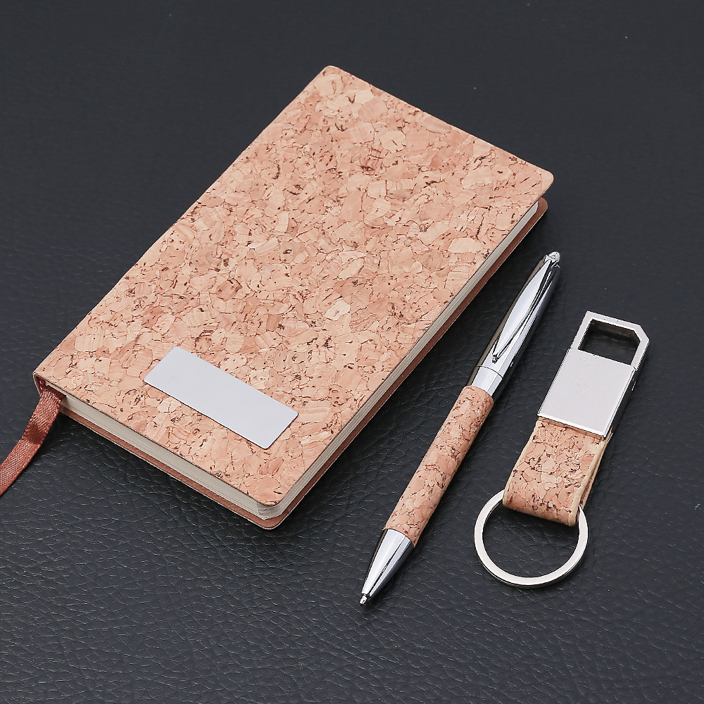 Creative cork keychain set, A7 notebook gift set for corporate year-end party gifts pic 4