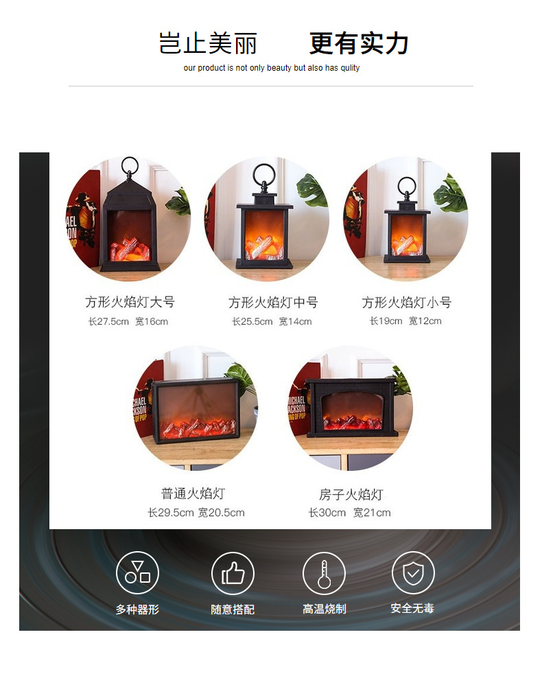 Amazon American-style fireplace, night light, LED flame lamp, fireplace, living room table, hanging decorative items pic 2