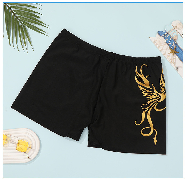 新款男士泳裤成人平角胶印沙滩裤泳池短裤男条纹游泳裤宽松舒适详情14