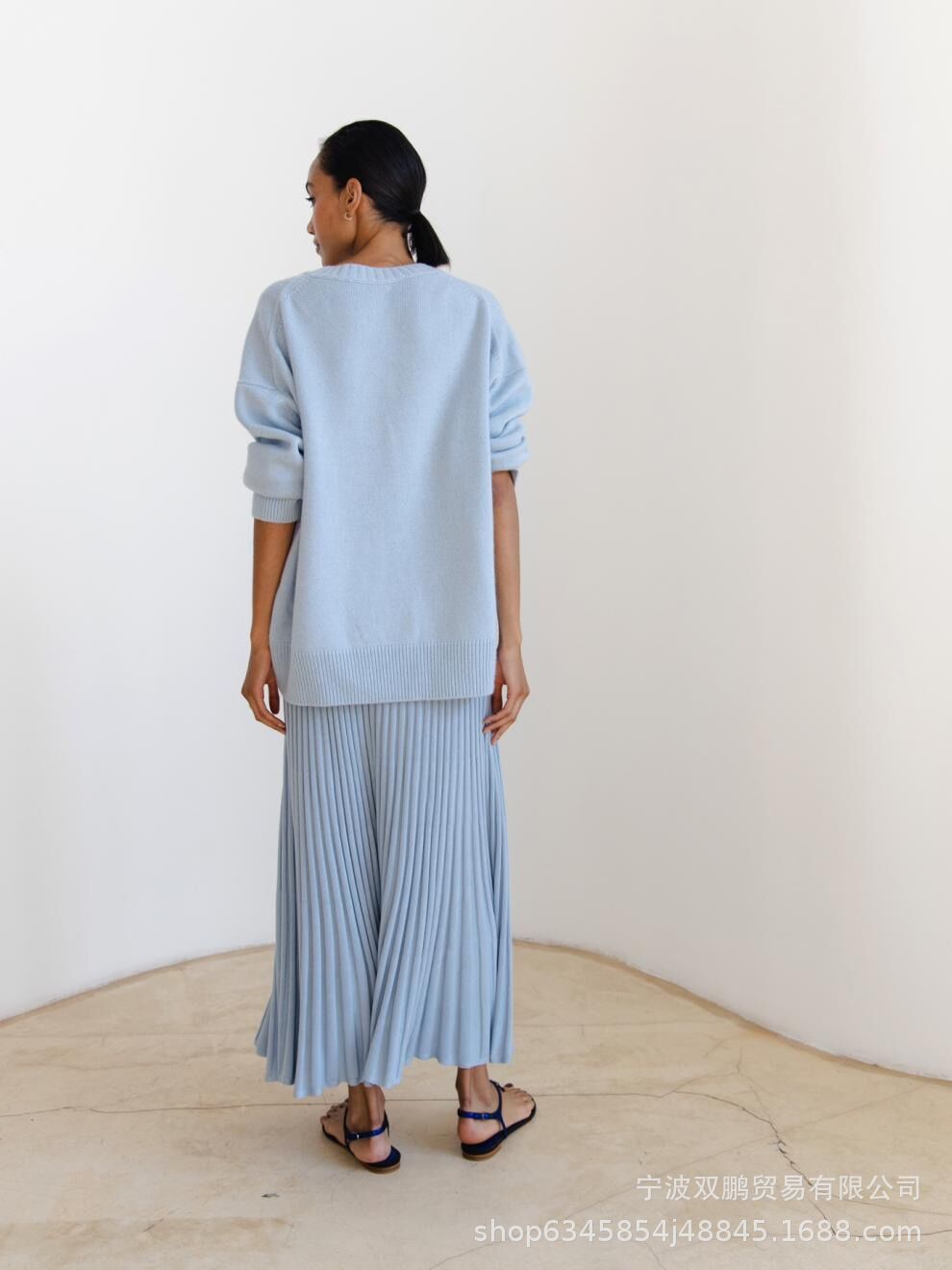 秋冬跨境俄罗斯爆款女装针织衫圆领纯色宽松毛衣欧美详情15