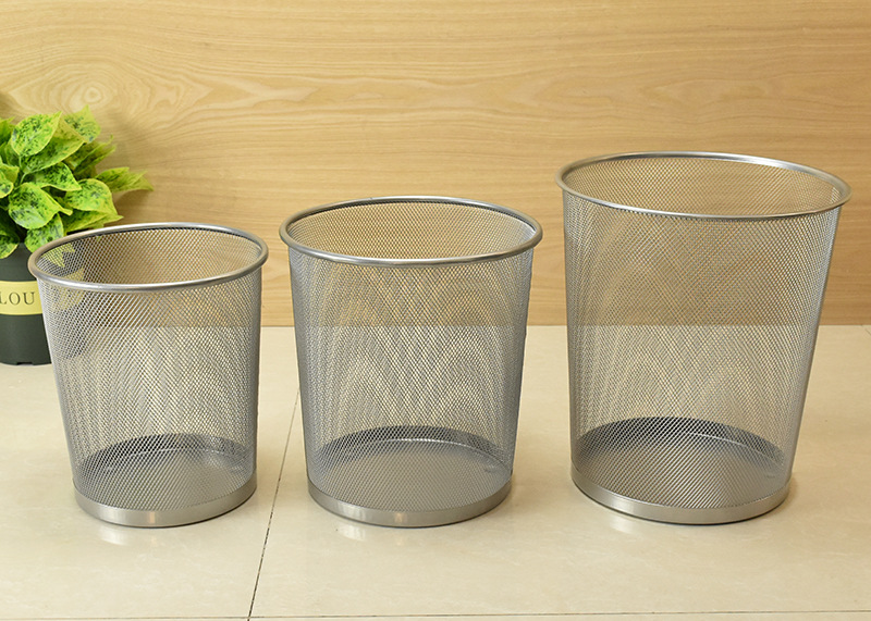 Factory direct sales of iron mesh trash cans, metal uncovered garbage baskets, simple trash cans, household and office waste paper cans in stock pic 10