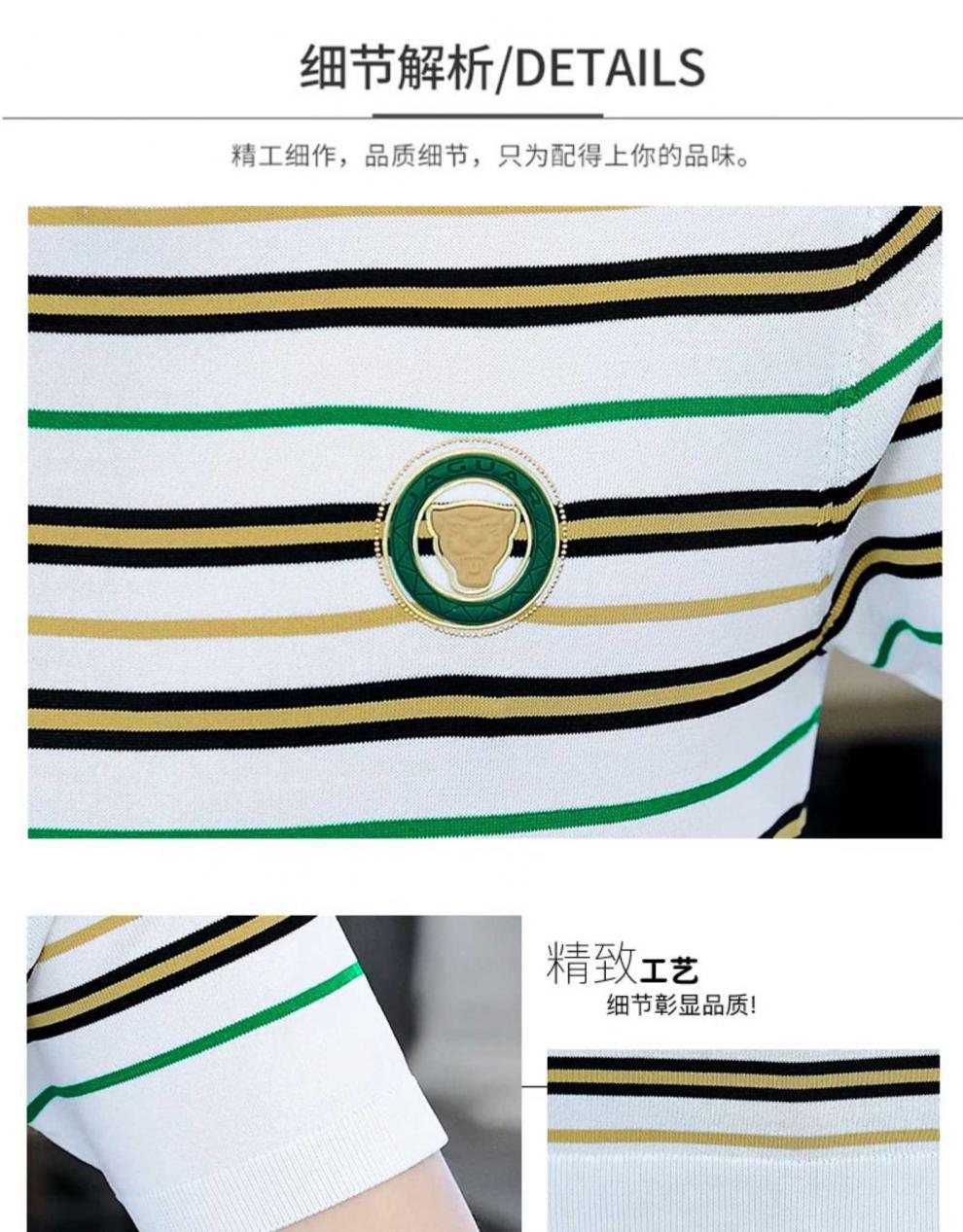 潮流时尚潮牌气质青春流行印花T恤条纹潮新款圆领男标准短袖春季详情2