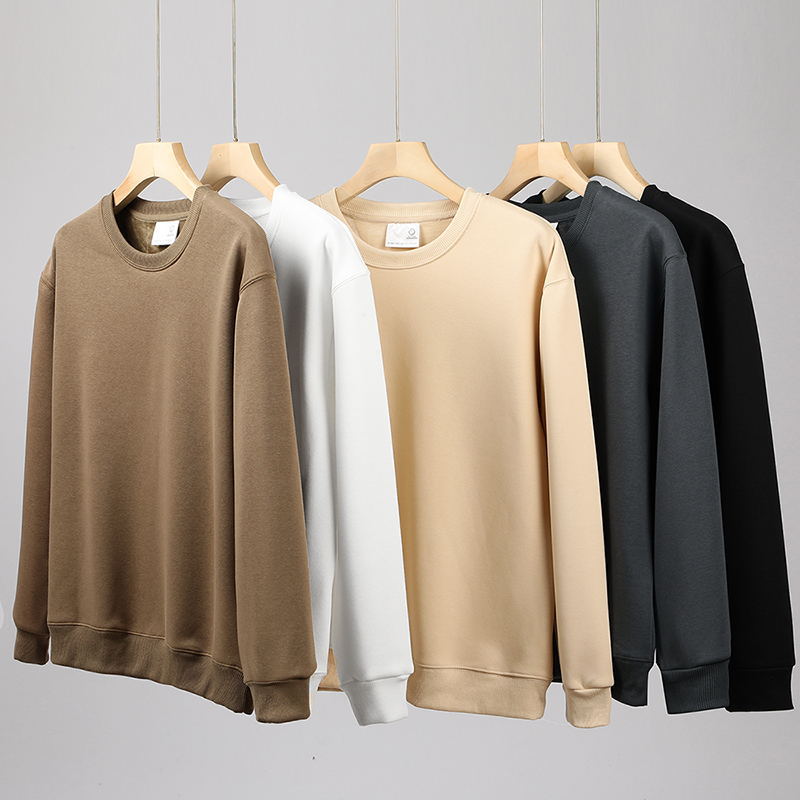 厂家批发2023秋冬棉卫衣男款潮牌加绒加厚圆领休闲长袖男士打底衫详情3