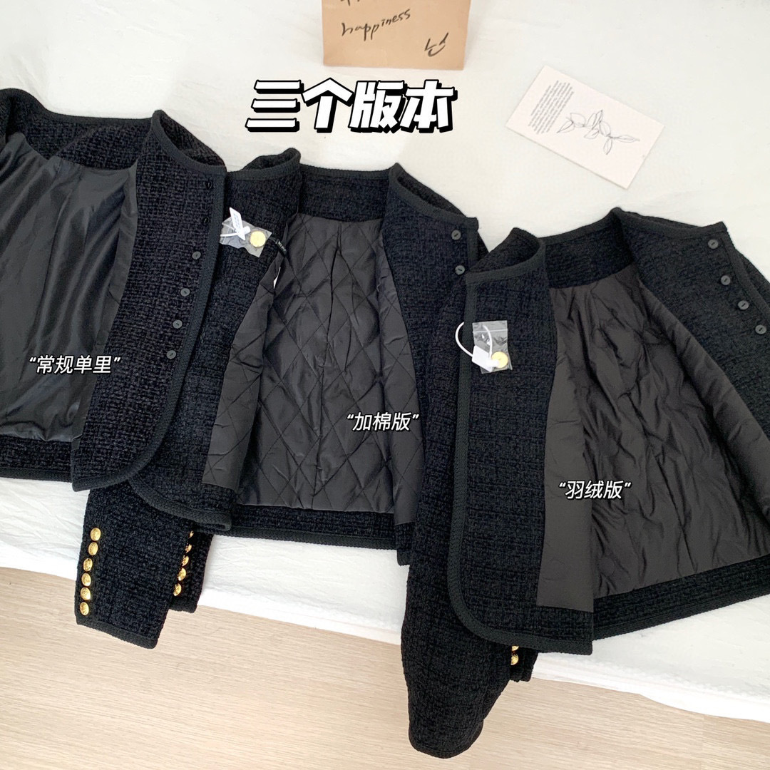 同款~黑色小香风短外套女23秋冬新款粗花呢六扣双口袋详情7