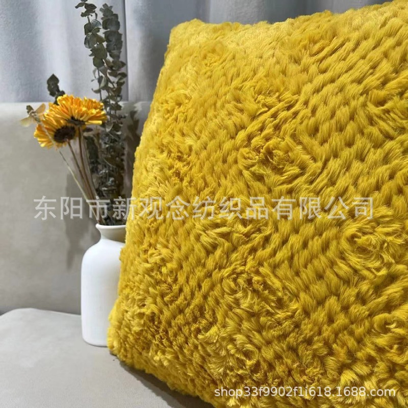 New plush sofa pillowcase, solid color simple wavy short fur pillow cover, yellow pillowcase wholesale pic 18