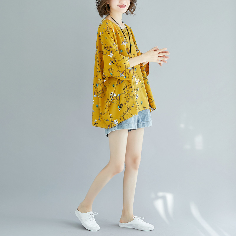 大码女装胖mm短袖t恤女夏季上衣显瘦超宽松印花雪纺衫200斤详情14