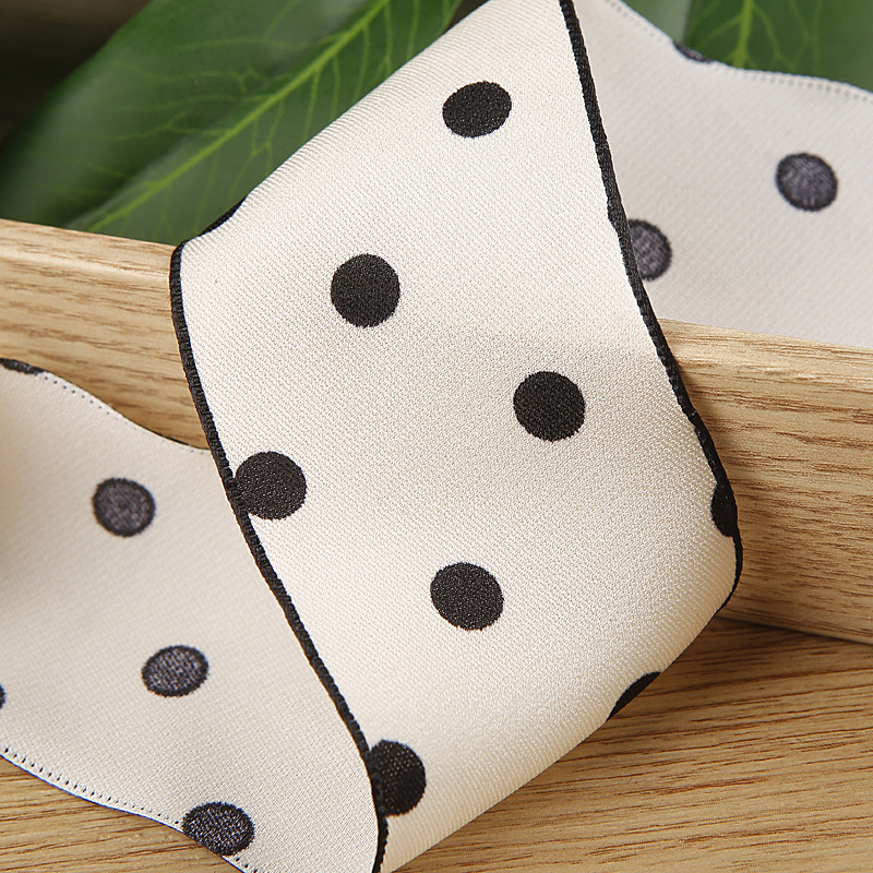 Single-sided polka dot printed polyester ribbon bow, DIY hair accessory material, shoe flower, straw hat, fresh flower dot woven ribbon pic 8