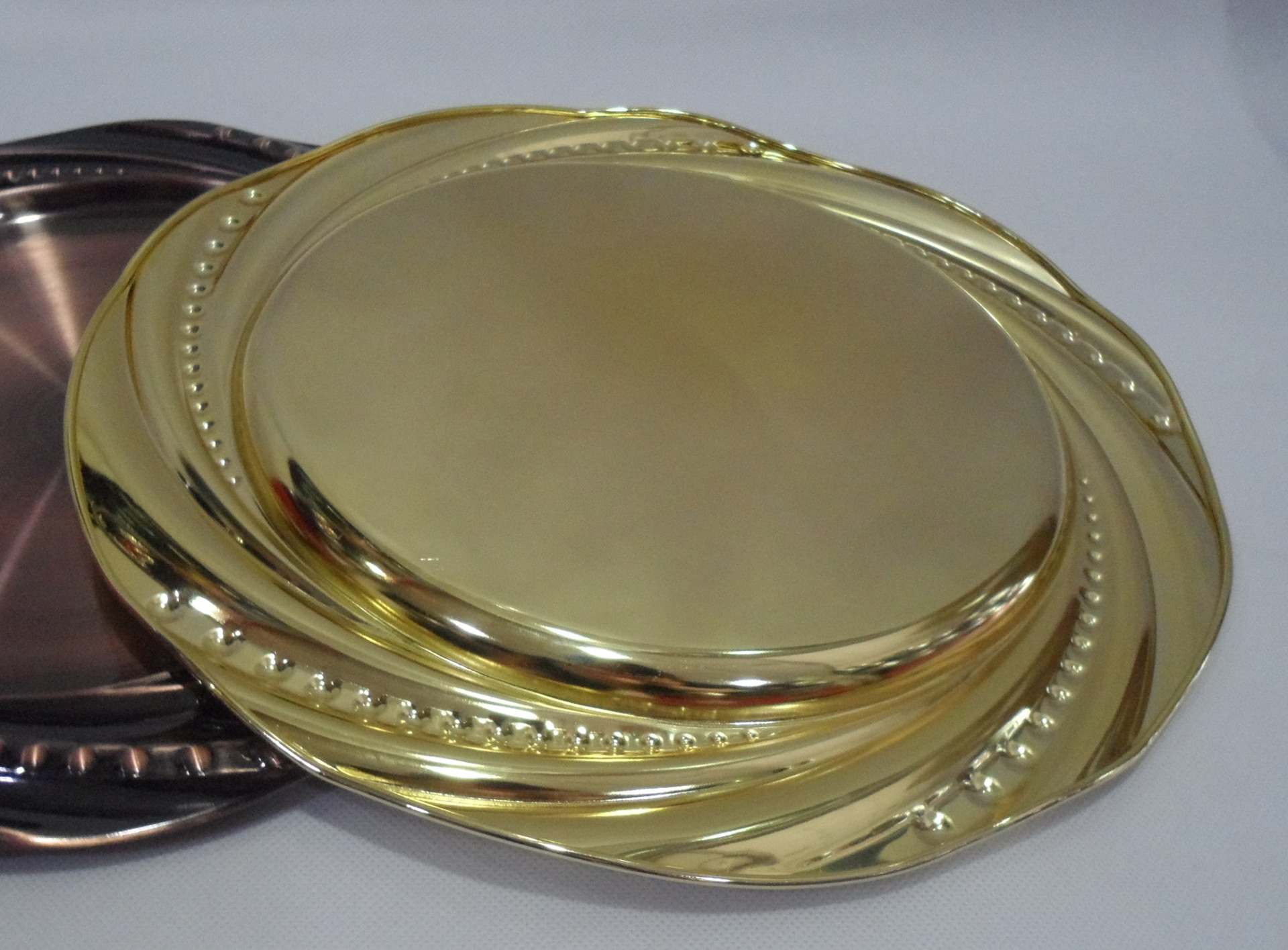 Stainless steel European-style pearl plate, stainless steel round plate with magnetic fruit plate, electroplating process, dazzling home and hotel pic 8