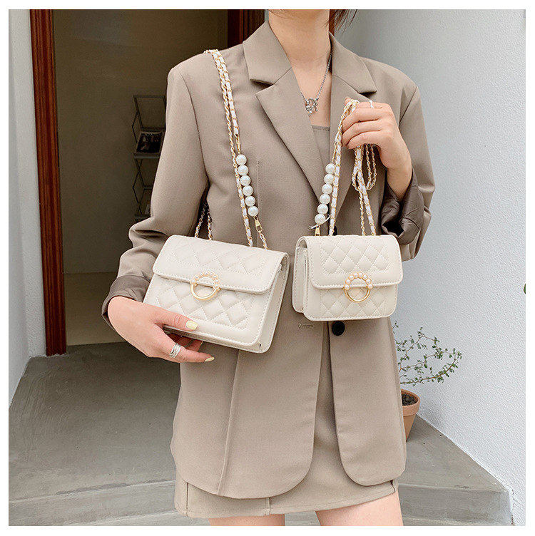 夏天迷你小包包2022新款潮珍珠链条包女包夏季百搭白色单肩斜挎包详情13