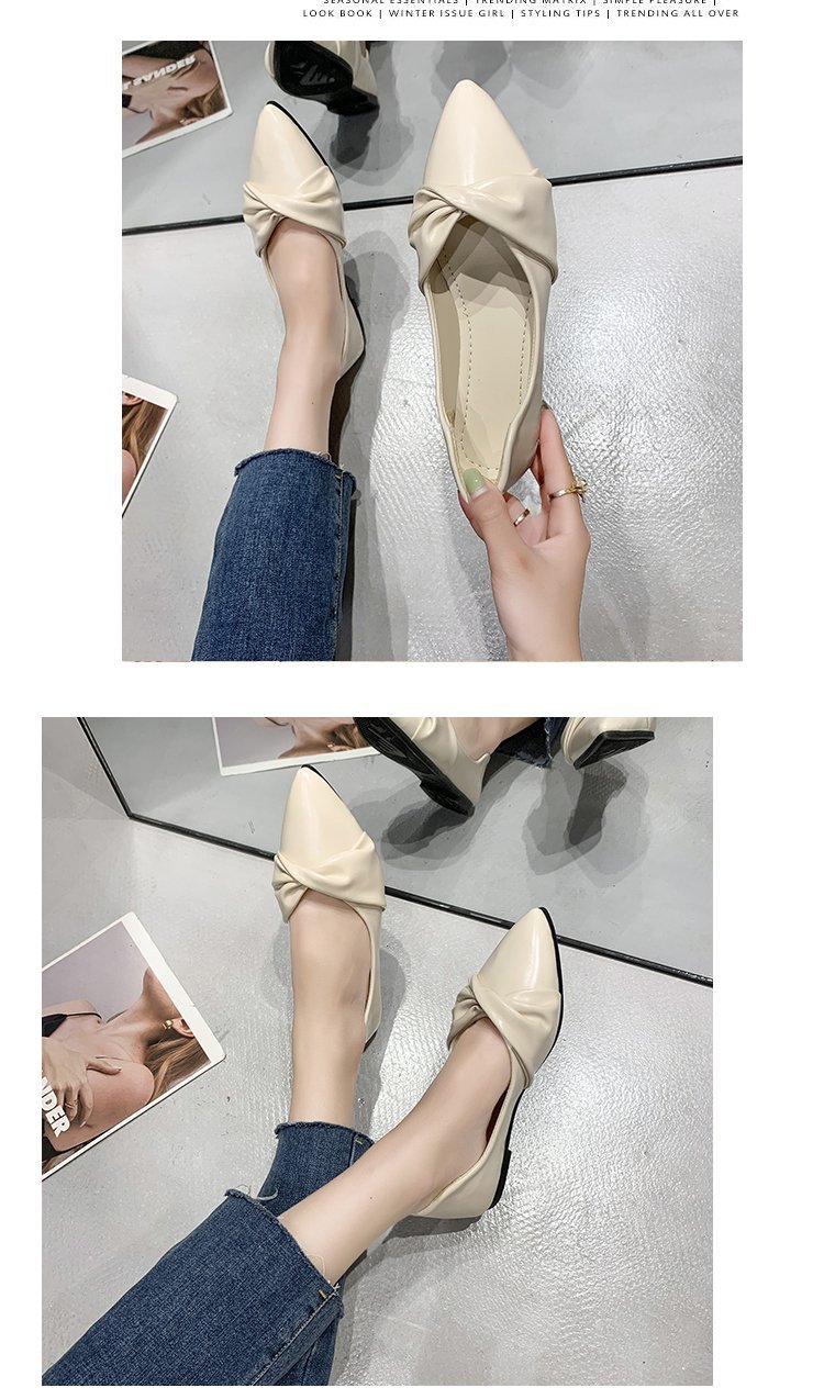 2022春季新款单鞋女时尚尖头浅口女士平底鞋蝴蝶结女鞋批发详情15