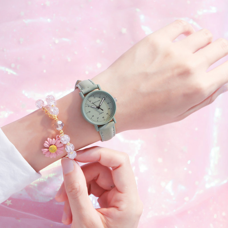 Korean-style simple and elegant ins-style watch for girls, middle school girls, fresh and simple, antique forest style for ladies pic 4
