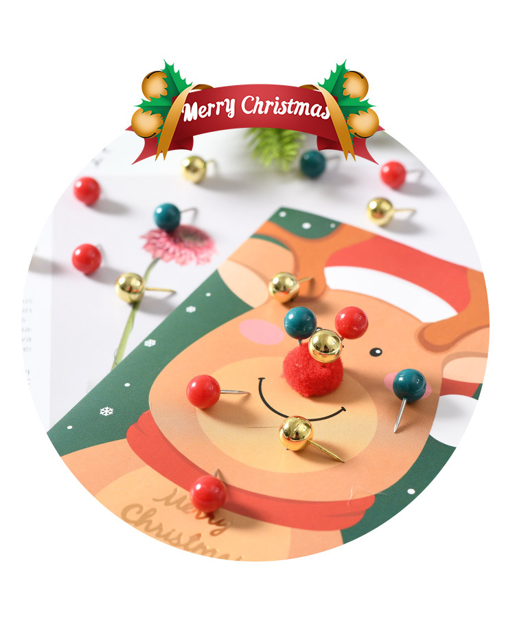 Christmas creative paperclip, long-tail clip, four-compartment round box stationery set, red, green and gold cultural and creative binding gift pic 5