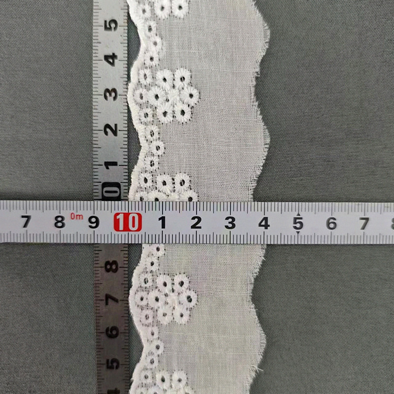 Wholesale of cotton embroidered lace, hollowed-out lace, embroidered skirt hem, clothing accessories, milk silk, perforated, barcode 2.5 pic 35