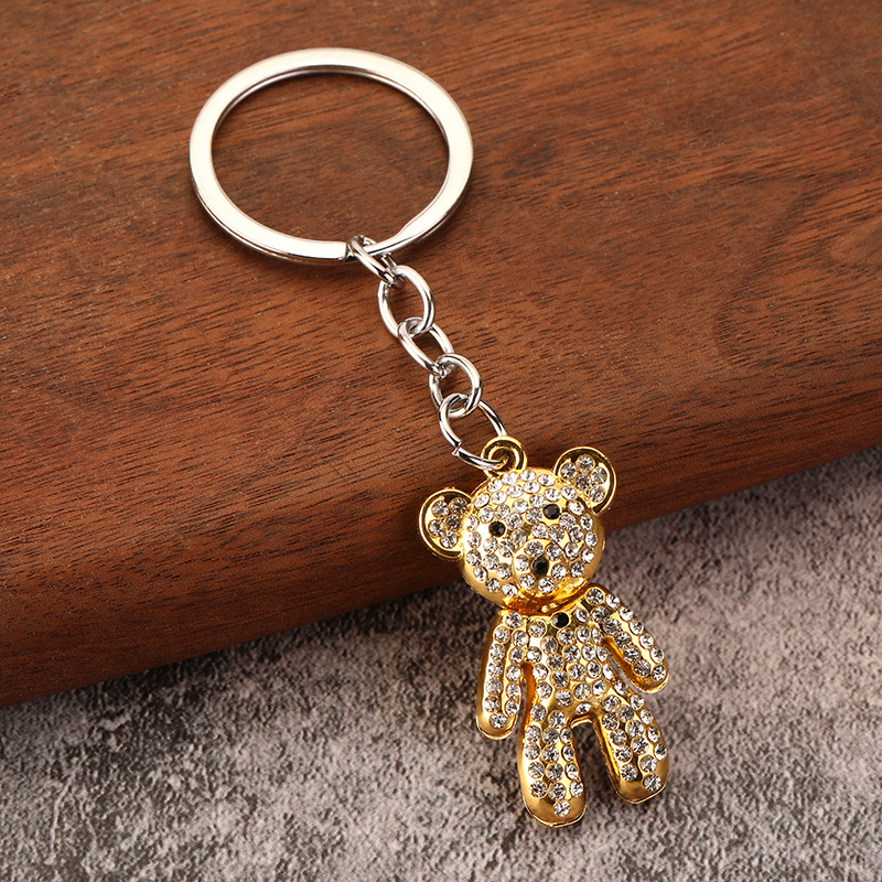 Factory direct sales, online bestsellers, diamond-encrusted bear keychain pendants wholesale, customizable design styles available, shipping on delivery pic 2
