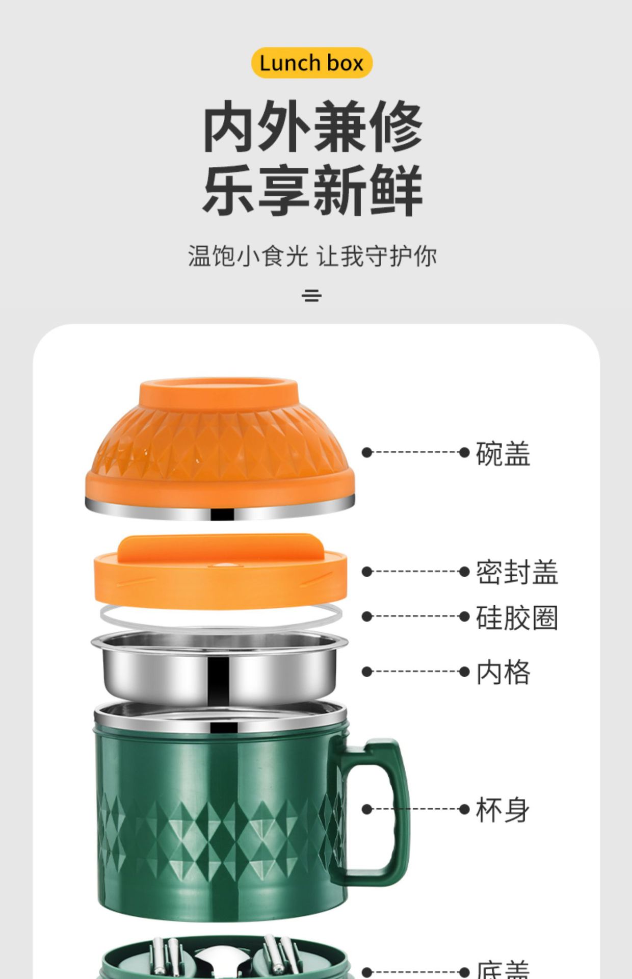 奥宏不锈钢饭盒食堂打饭提锅上班族方便携带大学生餐盒保温快餐杯详情11