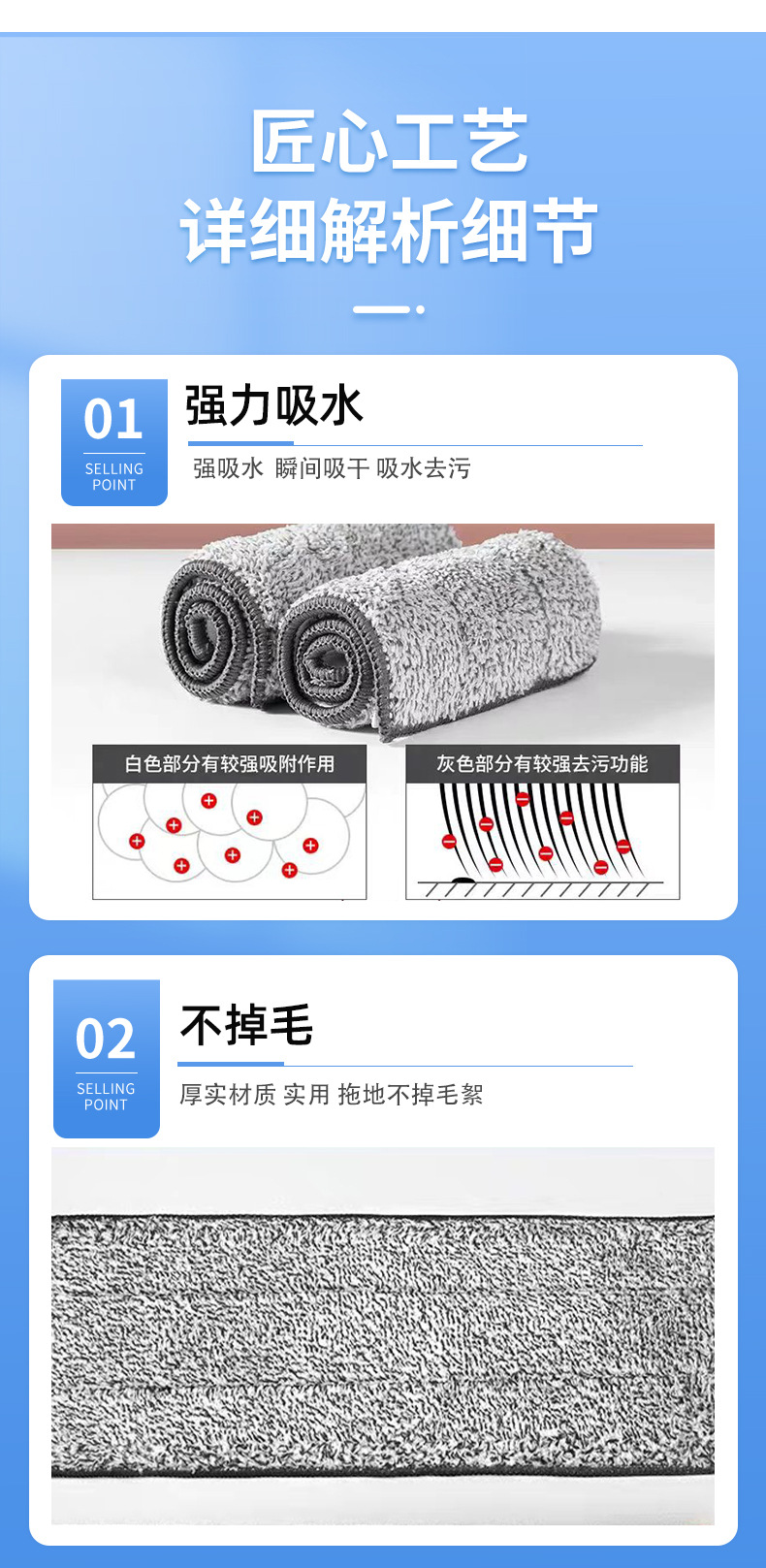 批发家用平板拖把替换布懒人免手洗替换墩布粘贴式拖把布详情6