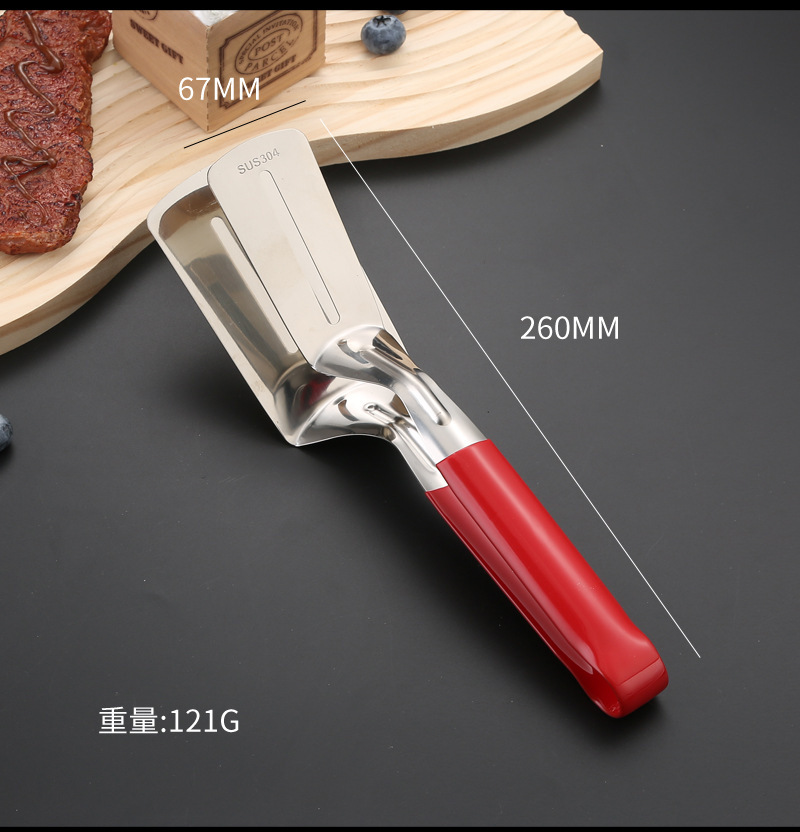 不锈钢多功能煎鱼夹煎铲牛排夹子厨房食品夹烧烤夹面包夹煎饼夹子详情7