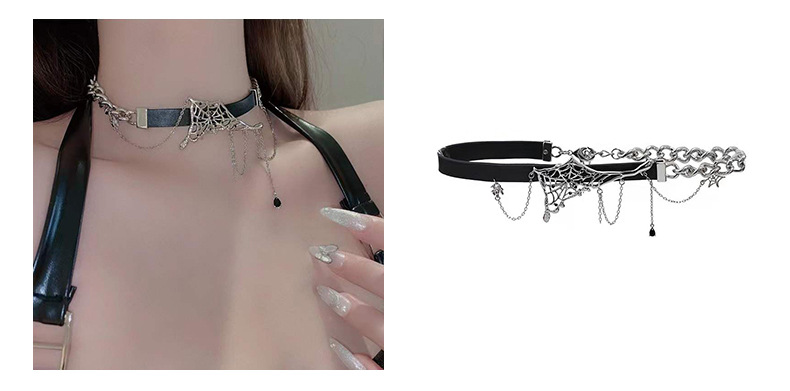 European and American hip-hop zircon collarbone chain, girl spice, ins titanium steel necklace, versatile, niche design, light luxury accessory pendant, pomelo ear pic 10