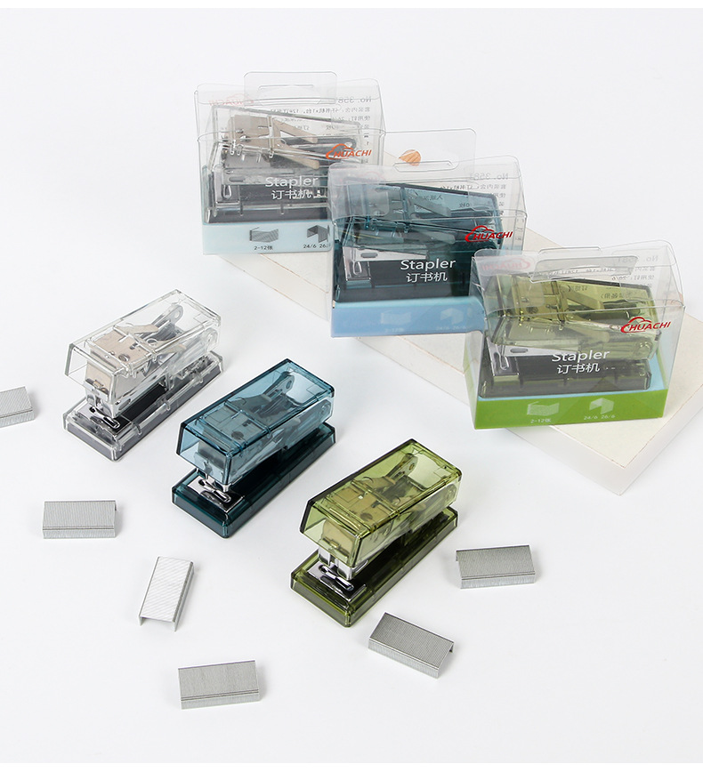 Creative mini transparent stapler, small portable student stapler, wholesale office supplies, stationery set pic 3