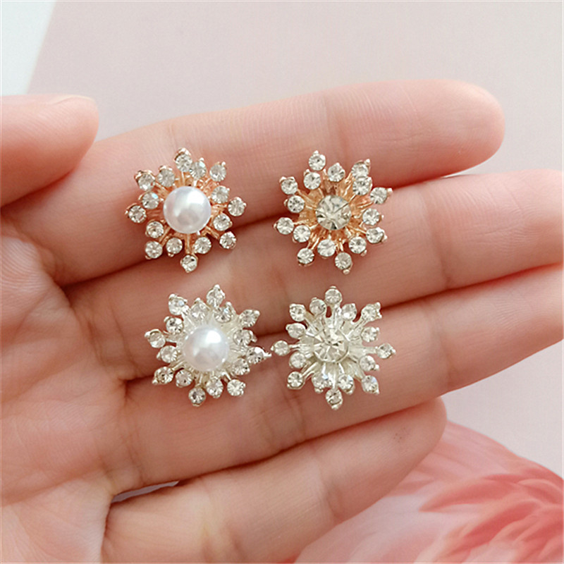 Best-selling pearl full-diamond flower alloy accessories, diy handcrafted hair accessories, cartoon clothing, bags, shoes, mobile phone accessories materials, sunflower diamond buckles pic 2